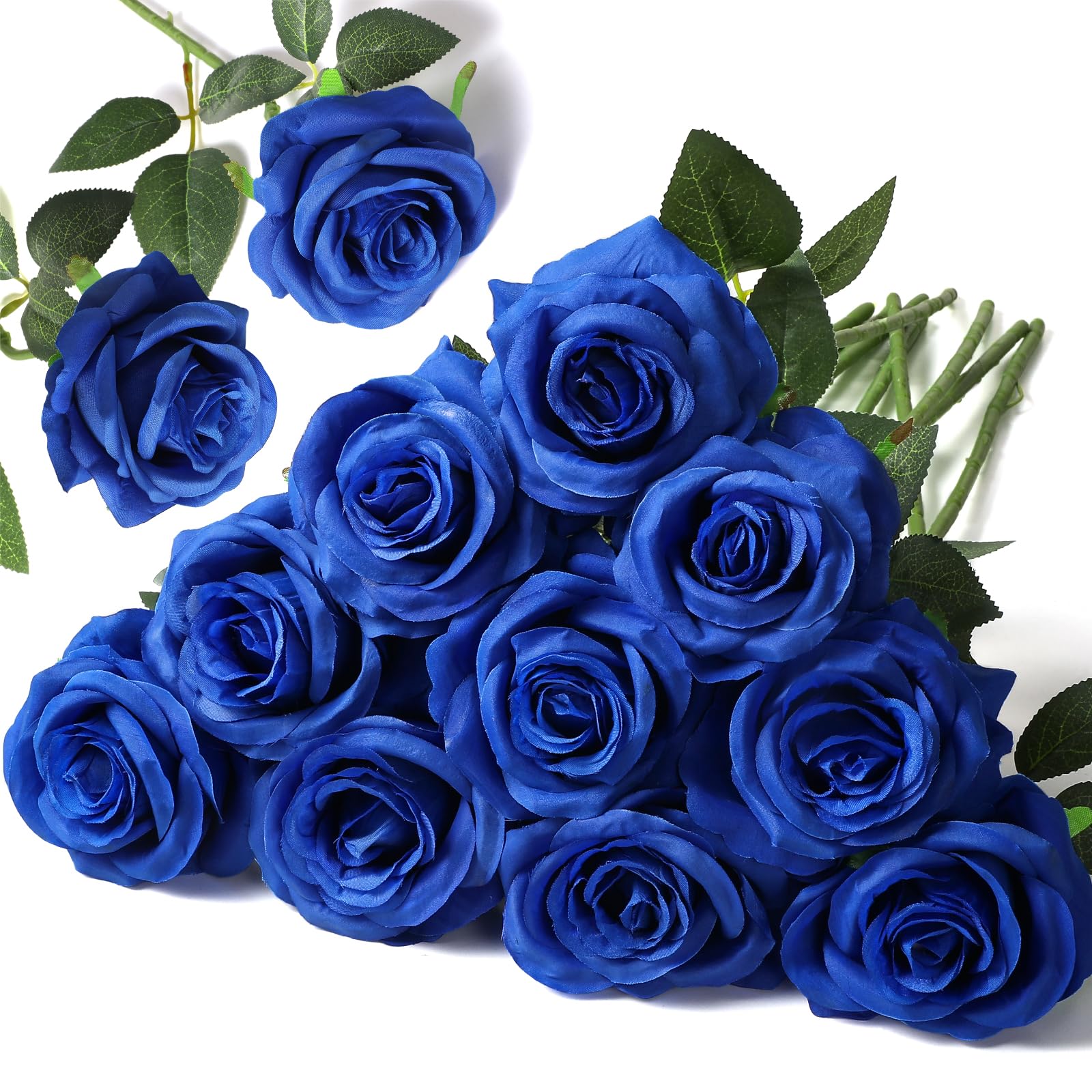 Blaue Künstliche Rosen Langer Stiel Seidenblumen 12 Stück – Ideal für Hochzeit & Zuhause Dekoration